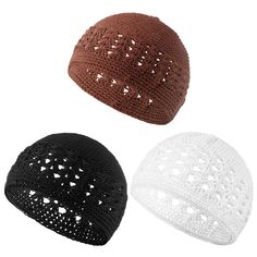 PRICES MAY VARY. Package content: the package comes with 3 pieces of knit kufi hats available in 3 different colors; Enough quantity and rich colors for your daily wear or matching needs, you can also share with your friends and family Crafted design of knitting: the delicate plaid crochet design of the crochet beanie hat provides breathable air circulation and makes the head feel lighter; On hot summer days, these stylish kufi hats will naturally wick humidity and sweat away from your head whil Kufi Cap, Cap Crochet, Kufi Hat, Plaid Crochet, Crochet Beanie Hat, Cap For Men, Hat For Men, Hat For Man, Knit Cap