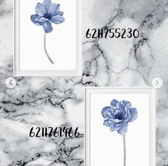 three blue flowers are shown on the marble wall and below them is an example of how to use watercolor