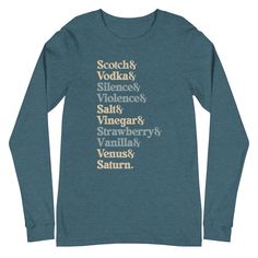 Maia Knight: Nicknames Teal Long Sleeve Shirt Fitted Long Sleeve T-shirt With Text Print, Long Sleeve T-shirt With Text Print, Tri-blend Long Sleeve Tops With Letter Print, Tri-blend Long Sleeve T-shirt With Letter Print, Tri-blend Long Sleeve Tops For Fall, Tri-blend Long Sleeve Graphic Tee, Maia Knight, Info Ships, Spirit Clothing