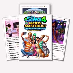 the sims 4 mods masterlist is shown in front of two books, one with an