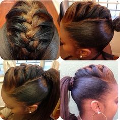 French Braid Ponytail Black Hair, Updo Ponytails, Ponytail Braid, Braided Pony, Twisted Hair, Ponytail Hairstyle, Pony Tails, Pelo Afro