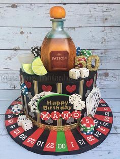 a birthday cake made to look like a casino wheel