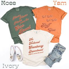 Thanksgiving Matching Shirts Comfort Colors featuring Funny Music Lyrics. Perfect for Fall Family Tees, Retro Autumn Holiday Gift, Group Puns, and Friendsgiving. This t-shirt gives a cozy and festive vibe, suitable for family gatherings and Thanksgiving celebrations. Product features - Available in sizes S to 4XL for a perfect fit - Double-needle stitching for durability - Made with soft, dyed fabric for comfort - Relaxed fit and crew neckline for versatile styling - Ethically grown and harveste Cotton Band Merch Top With Slogan, Cotton Tops With Letter Print Band Merch, Band Merch Tops With Text Print For Fall, Cotton Band Merch Tops With Letter Print, Retro Relaxed Fit Tops With Lettering, Fall Cotton Tops With Lettering, Cotton Graphic Tee With Lettering, Retro Cotton Slogan Top, Vintage Short Sleeve Tops With Lettering