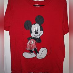 Nwot Disney's Mickey Mouse Red T-Shirt Extra Large. The Shirt Was Memorabilia And Was Not Worn! Mickey In Handkerchief Print Shorts! Could Not Find Another Shirt On The Internet With Him In These Shorts!! Red T Shirt, Print Shorts, Red T, Disney Tops, Red Tshirt, Disney Mickey Mouse, Disney Mickey, Printed Shorts, The Internet