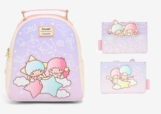 Loungefly x Sanrio Hello Kitty Little Twin Stars Backpack + Cardholder Set Sanrio Twins, Kiki And Lala, Sanrio Backpack, Sanrio Things, Pastel Stars, Sanrio Little Twin Stars