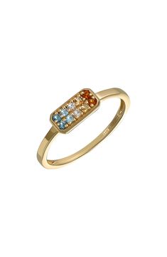 Pavé-set stones cluster creating a burst of color at the focal point of this stackable ring handcrafted from gleaming 14-karat gold. 3/8"W x 1/8"L setting 14k gold/London blue topaz/Swiss blue topaz/amethyst/citrine Imported Yellow Gold Cluster Rings With Multi-stone, Yellow Gold Multi-stone Stackable Promise Rings, Yellow Gold Multi-stone Stackable Rings Fine Jewelry, Gold Cluster Ring With Birthstone, Gold Birthstone Cluster Ring, Gold Cluster Birthstone Ring Fine Jewelry, Fine Jewelry 14k Gold Multi-stone Cluster Ring, Fine Jewelry Yellow Gold Stackable Cluster Ring, Gold Cluster Multi-stone Diamond Ring