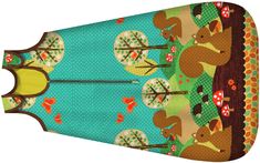 an oven mitt with animals and trees on it