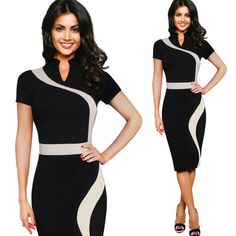 Contrast Black Work Dress Affordable Women's Office Wear Dresses, Business Dress Form Fitting, Dresses For Work 2022, Cheap Solid Color Workwear Dresses, Cheap Women's Dresses For Office Wear, Cheap Dresses For Women's Office Wear, Cheap Multicolor Work Dresses, Office Wear Dresses Lightinthebox, Cheap Contrast Color Dresses For Women