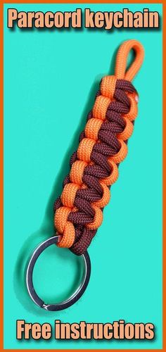 an orange and brown paracord keychain is shown with the words free instructions