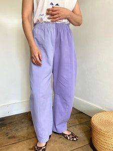 JANUS COLORBLOCK PANTS FOR WOMEN IN LAVENDER MIX | Verity & Daughters Colourful Wardrobe, Lavender Pants, Colorblock Pants, Colorful Wardrobe, 19th Century Style, Purple Lavender, Dresses Pants, Japanese Fabric, Ankle Pants