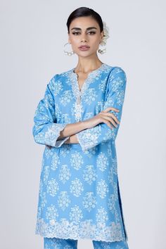 Khaadi EST24223 Blue Eid Prets 2024 Original brand suit fabric and photography lite diffrance in actual print. Light Blue Cotton Long Sleeve Sets, Blue Kurta With Printed Motifs For Spring, Spring Blue Floral Print Kurta, Blue Cotton Kurta With Printed Motifs, Light Blue Cotton Kurta With Long Sleeves, Light Blue Long Sleeve Cotton Kurta, Light Blue Printed Long Sleeve Set, Light Blue Cotton Kurta For Summer, Summer Light Blue Cotton Kurta