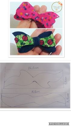 an image of sewing instructions for a bow tie or headband with flowers and ladybugs on it