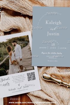 an image of a couple on their wedding day, with the date card in front