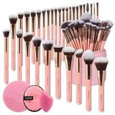 PRICES MAY VARY. 【30 Pieces Deluxe Professional Set with Super Large Holder】The Elegant Luxury set is perfect for pro makeup artist and makeup beginners , The large holders can storage 50 to 80 makeup brushes & tools ,The set including Very Hot brush Cleaning mat, Micro-fine Beauty Sponge, Magic Makeup Remover Pads 【Bueart-Tech Premium Soft&Vegan & Cruelty-Free Hair】All these Brushes use high performance synthetic fibers. Boasts technologically advanced filaments with specialized tips. Gives a h Pro Makeup Artist, Hair Care Tools, Blending Eyeshadow, Makeup Brushes Set, Cheap Makeup, Makeup Remover Pads, Makeup Beginners, Makeup Needs, Angled Brush