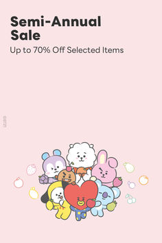 an ad for sem - annual sale with teddy bears and hearts in the background