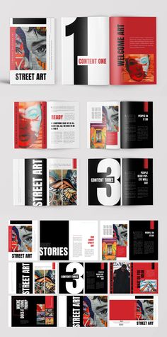 an assortment of brochures with different colors and shapes