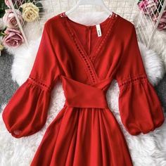 Hijab Stile, Preppy Dresses, Red A, Self Design, Photo L, Fashion Girl, Dress Fashion, Girl Dress, Dress Backs