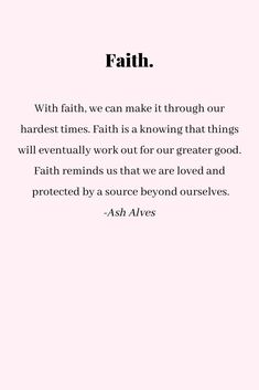 a pink background with the words faith written in black and white, on top of it