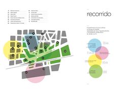 a map showing the location of several buildings and streets in an area that has many different colored circles