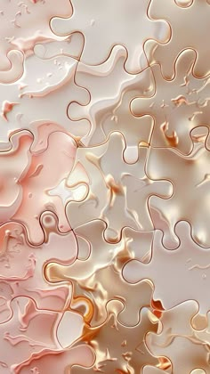 an abstract background made up of pink and white liquid or water droplets with gold highlights