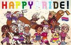 an image of cartoon characters with the words happy pride