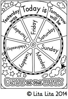 a wheel of the year coloring page with words on it and stars in the background