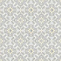 an ornate pattern in grey and yellow