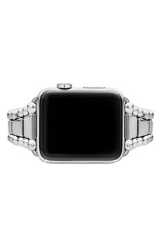 Turn your Apple Watch into a luxe piece of jewelry with this tapered steel bracelet framed by LAGOS' signature Caviar beading. Style Name:Lagos Smart Caviar Stainless Steel Watchband For Apple Watch. Style Number: 5896109. Luxury Rectangular Jewelry With Stainless Steel Clasp, Luxury Adjustable Watch Band With Stainless Steel Clasp, Elegant Adjustable Watch Bands With Polished Finish, Luxury Rectangular Metal Watch Bands, Modern Stainless Steel Watch Bands With Polished Finish, Luxury Metal Watch Accessories, Formal Silver Watch Band With Solid Link Construction, Luxury Metal Apple Watch Band, Modern Silver Jubilee Bracelet Watch Band