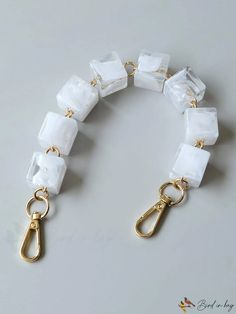 BirdinBag - Detachable Acrylic Square Beaded Wristband: Stylish Replacement Strap for Womens Bags Beads Strap, Embellished Bags, Strap Bag, Square Bead, White Collar, White Bag, Bag Straps, Color Blocking, Bag Accessories