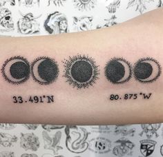 three phases of the moon tattoo on arm