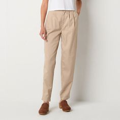 This pair of a.n.a women's pleated pants has an elegant tailored aesthetic that looks great for the office or a chic brunch look. Made from cotton-twill, this high-rise style has a tapered leg silhouette, a button-zip fly and multiple pockets. Style it with a blouse or t-shirt.Front Style: Pleated FrontClosure Type: Button & ZipperFit: Regular FitPockets: 2 Side Slip Pockets, 2 Back Button PocketsRise: High RiseFiber Content: 65% Lyocell, 24% Cotton, 11% LinenFabric Description: TwillLining: Par Classic Tapered Bottoms For Workwear, Classic Tapered Chinos For Workwear, High-waisted Cotton Chinos For Work, Chic Relaxed Fit Chinos For Business Casual, Classic Tapered Pants For Spring, Classic Tapered Spring Pants, Relaxed Fit Tapered Bottoms For Business Casual, Spring Workwear Tapered Leg Chinos, Business Casual Bottoms With Relaxed Tapered Fit