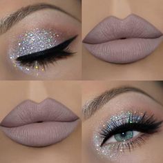 Make Up Diy, Make Up Designs, Nye Makeup, Drag Make-up, Glittery Eyes, Valentines Day Makeup, Glitter Eye Makeup, Valentines Makeup