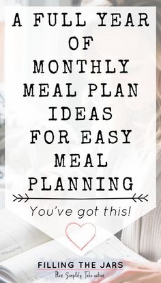 a woman looking at her menu with the words, a full year of meal plan ideas for easy meal planning you've got this