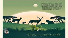 an advertisement for the international deer and antelope research project, featuring silhouettes of wild animals