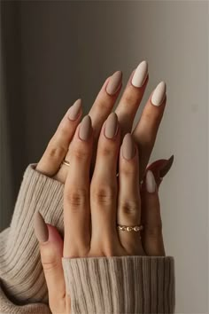 30 Adorable Almond November Nails September Classy Nails, Short But Long Nails, Neutral Nails Manicure, Fall Subtle Nails, Plain Elegant Nails, Simple Tan Nails, Neutral Tone Nail Designs, September Nails 2024 Simple, Nails One Color Simple Classy