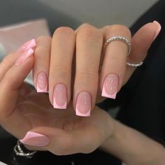 Pink French Tip Nails, Pink French Nails, Pink French Tip, French Tip Acrylic Nails, Her Nails, Pink Acrylic Nails, Short Acrylic, Tip Nails, Fire Nails