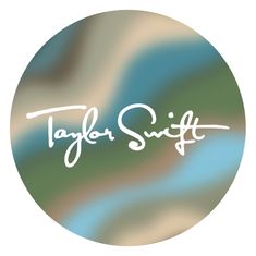 the taylor swift logo in white on a blue and green circular background with an abstract swirl