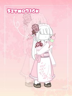 an anime character holding a flower in front of a pink background with the caption's name on it