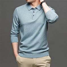 Mens Smart Casual Outfits, Smart Casual Men, Smart Casual Outfit, Long Sleeve Polo Shirt, Collar Sweater, Pullover Men, Long Sleeve Polo, Winter Sweaters, Long Sleeve Casual