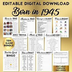 the ultimate guide to editable digital files for born in 1915, including an old - fashioned