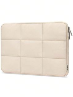 a white laptop case with zippers on the front and side, sitting against a white background