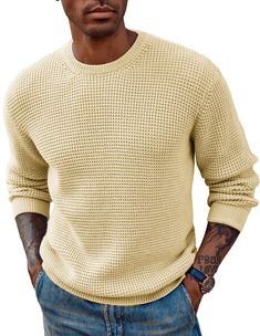 PRICES MAY VARY. Brand: PJ PAUL JONES Pattern: Pattern Style: Classic Age range description: Adult Sleeve Type: Long Sleeve Neck Neck style: Crew Neck PJ PAUL JONES Mens Sweaters Crew Neck Waffle Cable Knit Pullover Sweater Black Sweater for Men S Business Interview, Mens Crewneck, Waffle Sweater, Sweater For Men, Business Style, Long Sleeve Knit Sweaters, Basic Design, Mens Crew Neck, Office Work