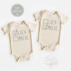 Baby Name Twin Onesie® Set Funny Name Twin Onesies® Funny Best Friends Twin Shirts Cute Best Friend Twin Baby Onesies® - Etsy Cute Personalized Cotton Onesie, Funny Short Sleeve Onesie With Name Print, Fitted Short Sleeve Onesie For Family Matching, Cute Short Sleeve Onesie With Letter Print, Customizable Short Sleeve Casual Onesie, Customizable Casual Short Sleeve Onesie, Personalized Fitted Short Sleeve Onesie, Personalized Cotton Onesie, Cute Pre-shrunk Onesie