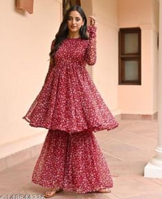 Simple Drees Desgin, Sheraraah Dress, Frock And Sharara, Sharara Designs Simple, Black Frocks, Punjabi Art, Simple Dress Casual, Simple Frock Design