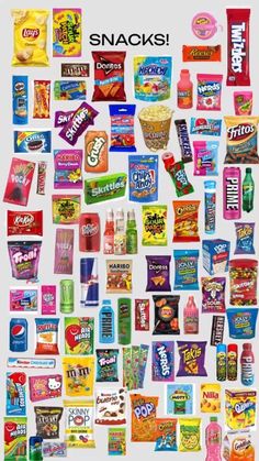 a poster with many different types of snacks