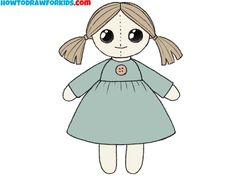 a paper doll that is wearing a blue dress and has a button on her chest