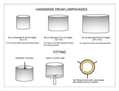 the different types of lampshades are shown in this diagram, and there is also information about them