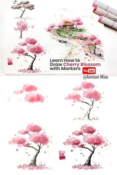 watercolor painting techniques for beginners to learn how to paint trees with markers and crayons