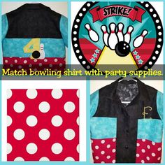 four different bowling shirts with polka dots on them and the numbers 4, 5, 6