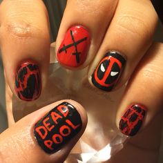 Deadpool Acrylic Nails, Deadpool Inspired Makeup, Deadpool Makeup, Deadpool Eyeshadow